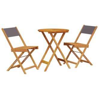 vidaXL Set Da Bistrot 3pz Antracite In Tessuto E Legno Massello - Vidaxl