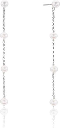 Lily & Roo Silver Four Pearl Drop Earrings
