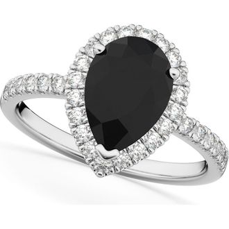 Allurez Pear Black Diamond & Diamond Engagement Ring 14K in 2.51Ct/white Gold at Nordstrom, Size 6.5