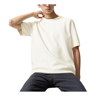 Uniqlo Washable Milano Ribbed Knitted T-Shirt White 481726-01