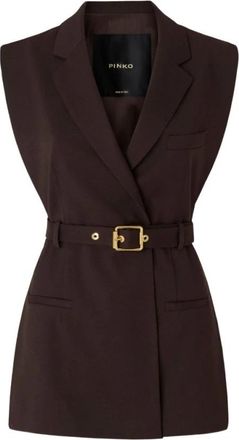 Pinko Nuraqus M04 Wikkeljurk - Dames - Gillet - Bruin - L - Kostuums