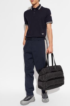 Moncler Polo With Embroidered Logo, Mens, Navy Blue