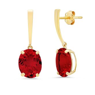 MAX + STONE 14k Yellow Gold Solitaire Oval-Cut Gemstone Drop Earrings (10x8mm)