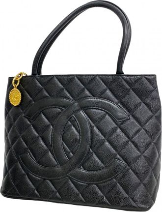 Chanel Black Grained Calfskin Tote Bag (Pre-Owned)