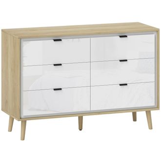 HOMCOM C&oacute;moda 110x40x75 cm blanco brillo y roble