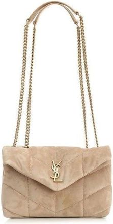 Saint Laurent Mini Toy Puffer Schoudertas - Dames - Tassen - Beige - Maat: ONE Size Zijde