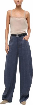 Staud Harrison Barrel-Leg Pant In Blue