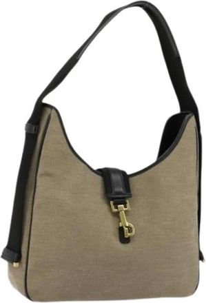 Gucci Pre-owned Shoulder Bags, female, Beige, Size: ONE SIZE Pre-owned Vintage Canvas Shoulder Bag