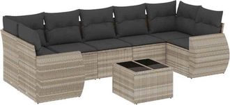 vidaXL Vidaxl - Set De Sof&aacute;s De Jard&iacute;n 8 Pzas Y Cojines Rat&aacute;n Sint&eacute;tico Gris