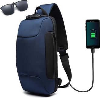 Generic Anti Theft Crossbody Bag, Waterproof Chest Daypack with USB Charging Port, Versatile Satchel with Adjustable Strap for Men