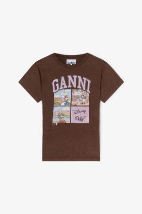 Ganni Brown Daisy Duck Comic T-shirt - Size XXS Recycled Cotton