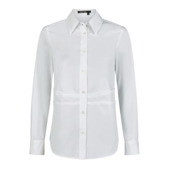 Marc Aurel Overhemden, Dames, Wit, XL, Leer, Getailleerd poplin overhemd met tailleplooien