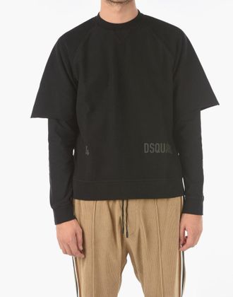 Dsquared2 Mens Cool Fit Double Layer Logo Sweatshirt Black Clothing > Knitwear