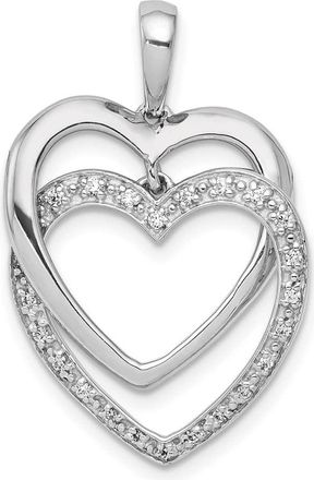 Diamond2Deal 14k White Gold 1/10 carat Diamond Entwined Hearts Pendant