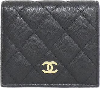 Chanel Black Grained Calfskin Wallet (Bi-Fold) (Pre-Owned)