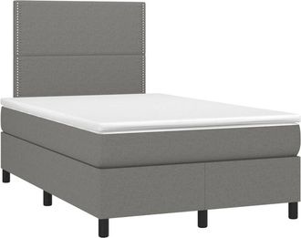 vidaXL Cama Box Spring Con Colch&oacute;n Y Led Tela Gris Oscuro 120x200 Cm Vidaxl
