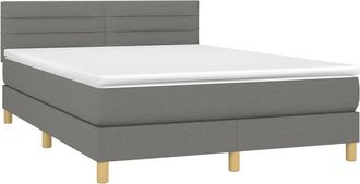 vidaXL Cama Box Spring Con Colch&oacute;n Tela Gris Oscuro 140x200 Cm Vidaxl