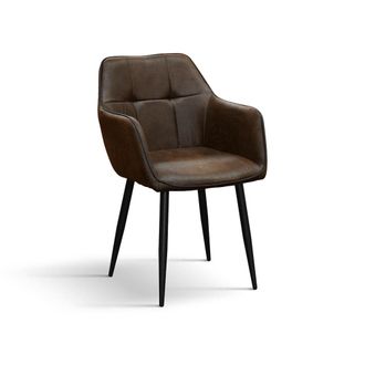 Konte Design Lote de 2 sillas de piel sint&eacute;tica color casta&ntilde;o y patas negras