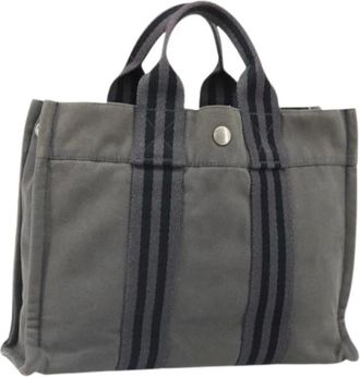 Herm&egrave;s Pre-owned Tote Bags, female, Gray, Size: ONE SIZE Pre-owned Vintage Canvas Hand Bag