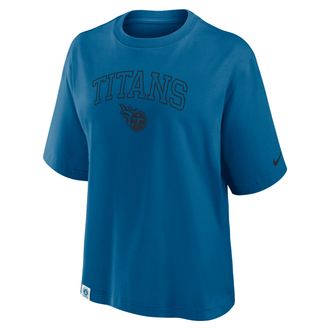 Nike Tennessee Titans Arch Boxy Nike Womens NFL T-Shirt in Blue | 01CM43F8F-YBA
