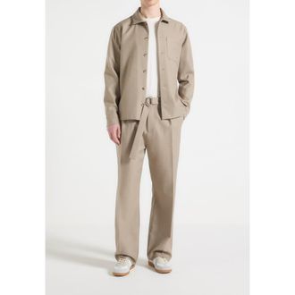 Mani&egrave;re De Voir Valentin Tailored Overshirt in Beige at Nordstrom, Size X-Small