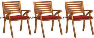 vidaXL Sillas De Comedor Jard&iacute;n Con Cojines 3 Uds Madera Maciza Acacia Vidaxl