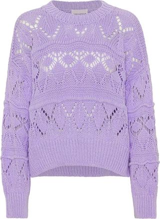 Americandreams Cassie Cotton Pullover - Dames - Ronde hals truien - Paars - XL - Katoen - Truien & Vesten