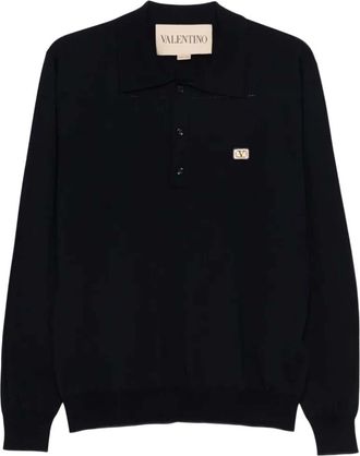 Valentino Garavani Blue Polo Shirt With Logo Plaque