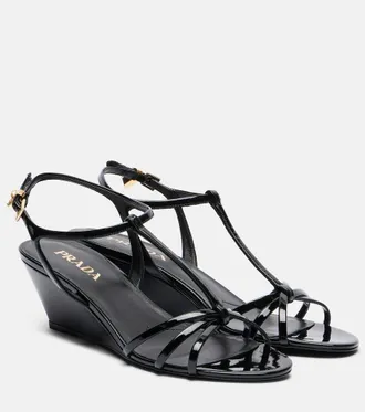 Prada Patent leather wedge sandals
