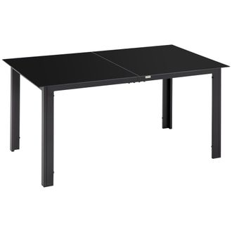 OUTSUNNY Outdoor Dining Table for 6 Patio Table with Glass Tabletop Black | TJ Hughes