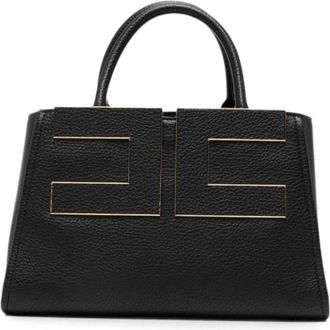 Elisabetta Franchi Tassen, Dames, Zwart, ONE Size, Leer, Handtas met handvat