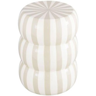 Sweeek Side table, end table, bedside table enamelled steel with stripes &Oslash;33x H 46cm Beige 33x33x46 cm - Loli
