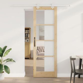 vidaXL Puerta Corrediza Manual Marr&oacute;n 78 X 232 Cm Madera Y Metal Vidaxl
