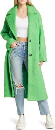 Topshop Long Brushed Coat in Mid Green at Nordstrom Rack, Size 8 Us (Fits Like 6-8) Uk