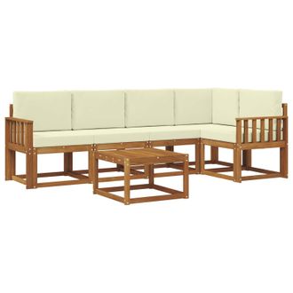 vidaXL Conjunto De Sof&aacute;s De Exterior Con Coj&iacute;n 6 Pcs Natural Y Crema Vidaxl