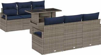 vidaXL Conjunto De Sof&aacute; De Jard&iacute;n 7 Uds. 6-n&uacute;mero De Plazas Gris Vidaxl