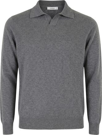 KANGRA Smoke Extrafine Merino Wool Skipper Collar Sweater