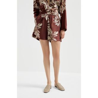 Brunello Cucinelli Bloom print shorts in Bordeaux at Nordstrom, Size Xx-Small Eu