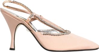 Dolce & Gabbana Beige Crystal Heels Slingbacks Sandals Womens Shoes (Pre-Owned)