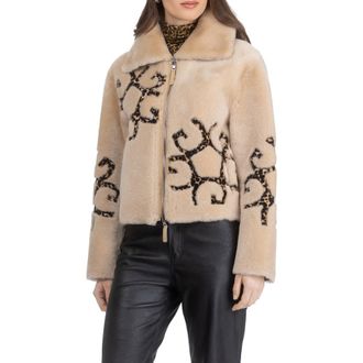 Gorski Genuine Shearling Jacket with Gorski Insignia Intarsia, Reversible in Palomino/lprd at Nordstrom, Size X-Large