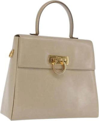 Ferragamo Pre-owned Handbags, female, Beige, Size: ONE SIZE Pre-owned Leather Handbag
