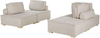 Beliani Beliani - Sofa Set 2+2 Seater Upholstered Polyester Fabric Button Tufting Beige Tibro