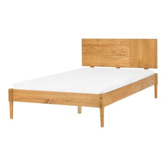 Beliani Cama Con Somier Estilo Escandinavo De Madera De Pino Natural 120 X 200 Cm Marr&oacute;n Claro Flavignac
