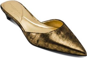 DKNY Peccola Pointed Toe Kitten Heel Mule in Black/Gold at Nordstrom, Size 6