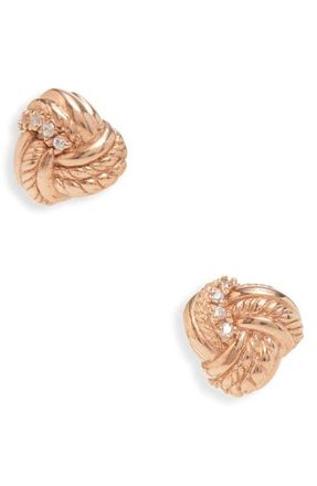 Bottega Veneta Knot Cubic Zirconia Stud Earrings in Gold at Nordstrom