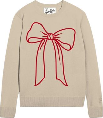 MC2 Saint Barth NEW Queen - BIG BOW 11 EMB - Dames - Ronde hals truien - Beige - L - Truien & Vesten