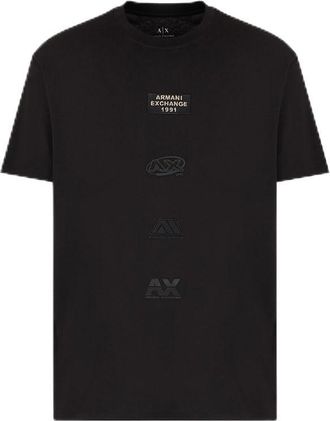 A|X Armani Exchange Mens Logo Mania Tee, Black, Large