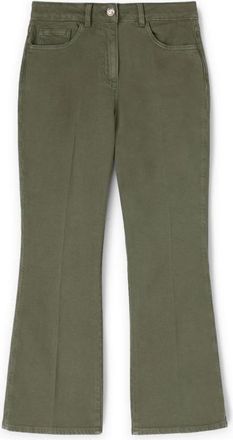 Motivi Kick-Flare Broek van Stretch Katoen Drill - Dames - Vrijetijds broeken - Groen - 2XS - Katoen - Broeken