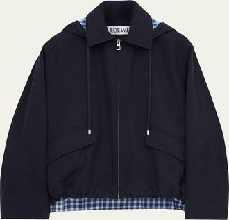 Loewe Water-Repellent Cotton Gabardine Hooded Parka Jacket