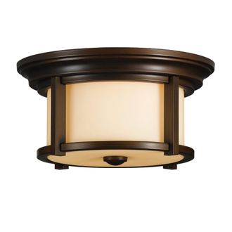 Netlighting Merrill 2 Light Outdoor Flush Mount Ceiling Light Heritage Bronze IP44 E27 in Brown